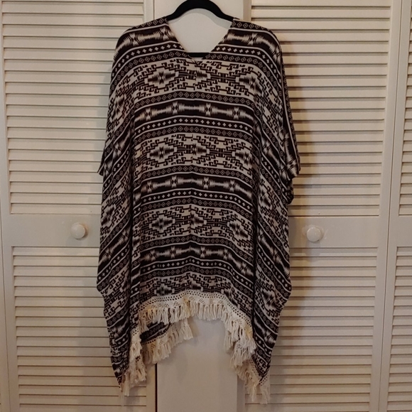 Tops Fringed Wrap With Arm Holes Nwot Poshmark